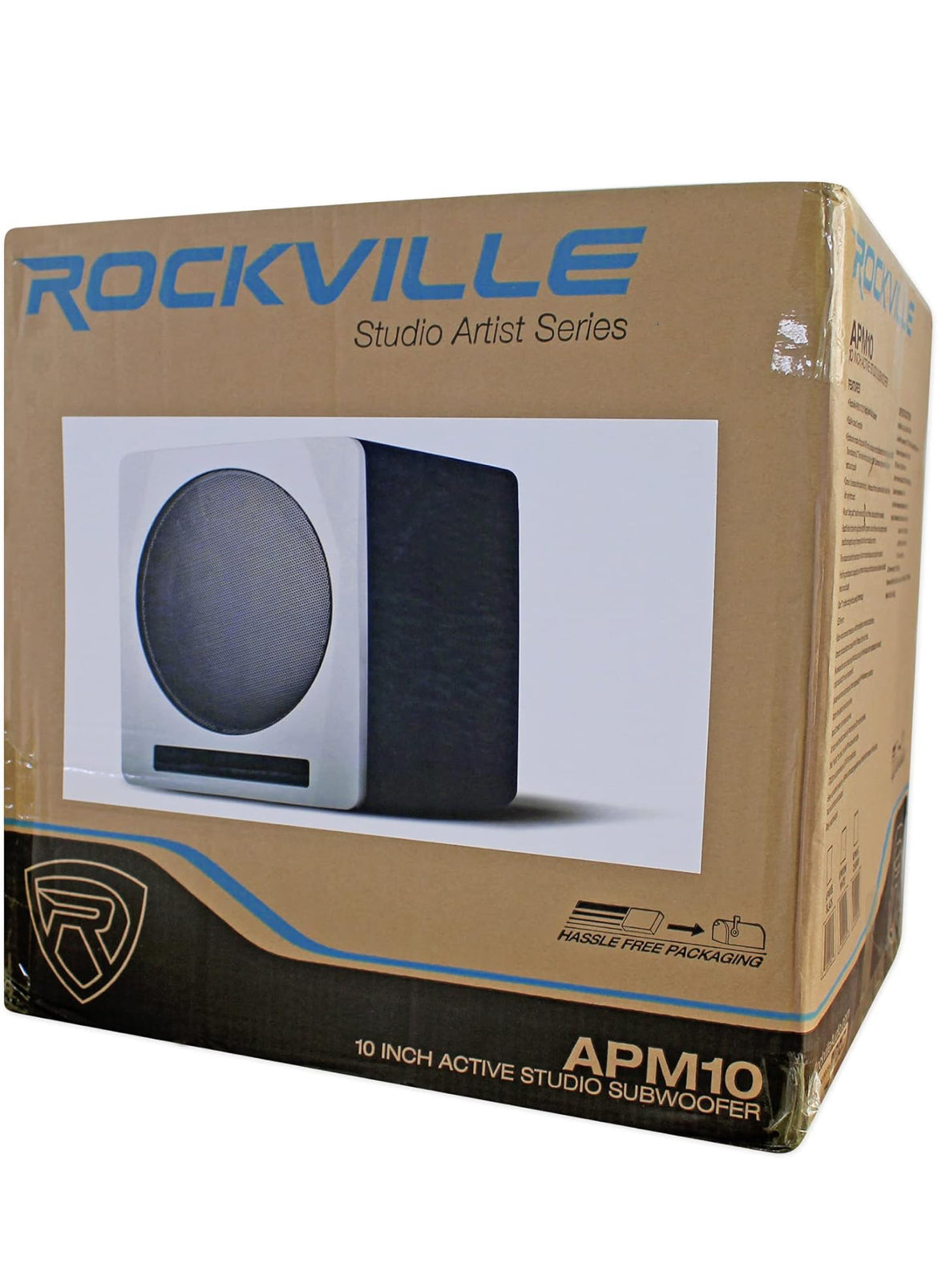 Rockville APM10W Active Studio Subwoofer in White, 10", 400W, MDF Wood, RCA/XLR/Optical, Front-Firing Port