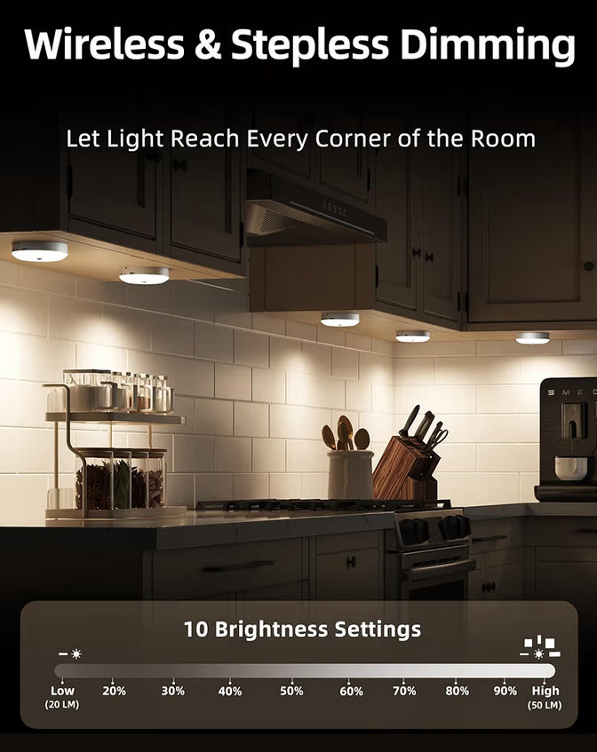 6-Pack Under Lighting, Rechargeable Motion Sensor Puck Lights w/ Remote, 3 Color Temps &12 RGB Colors, Magnetic Stick, Dimmable