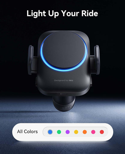 INIU Car Phone Holder for Magsafe, Qi2 Certified Wireless Car Charger for Cell Phone Mount Dash【360°】 Phone Mount Auto Clamping Car Accessories Compatible with iPhone 16 15 14 13 Xs XR Samsung S23 etc