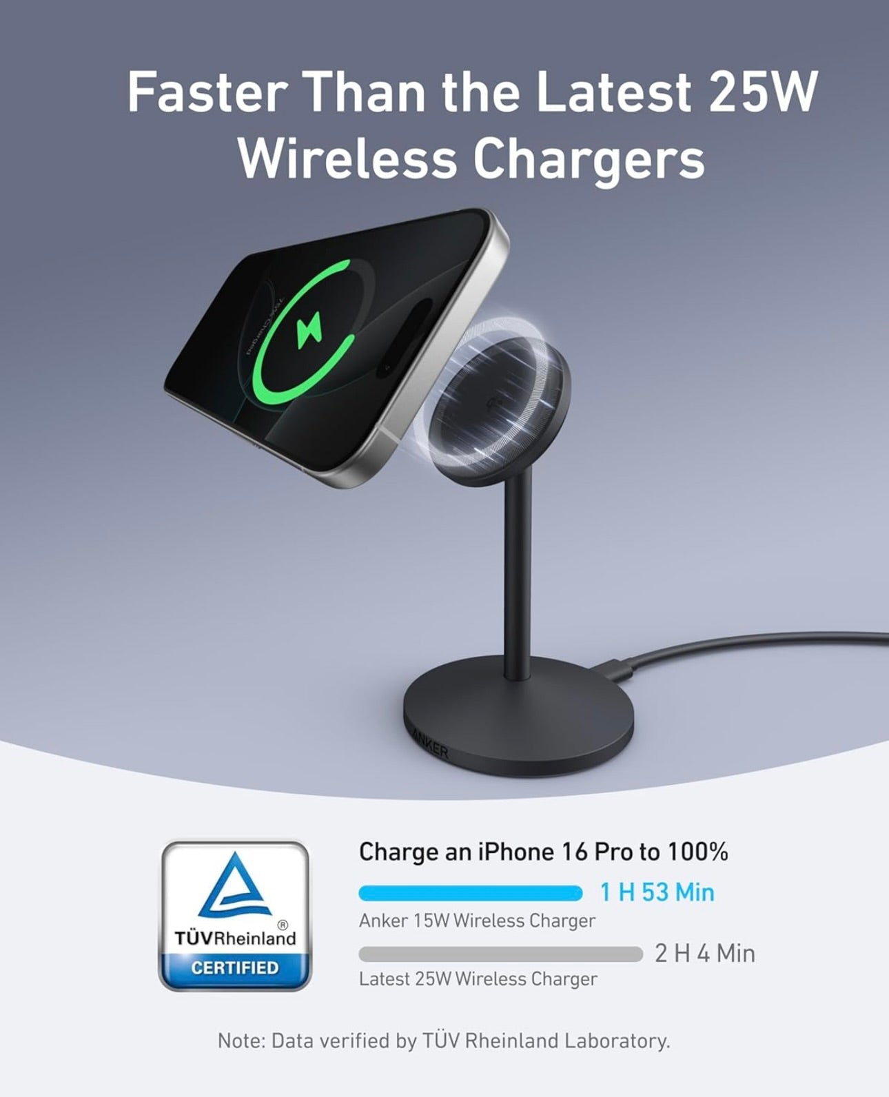 Anker MagGo iPhone 16 MagSafe-Compatible Wireless Charger Stand (No AC Adapter)