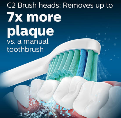 Philips Sonicare Oorspronklike Tandeborselkop Verskeidenheidspak, C3 Premium Plaque Control en C2 Optimal Control, 3 Borselkoppe, Wit, HX9023/69