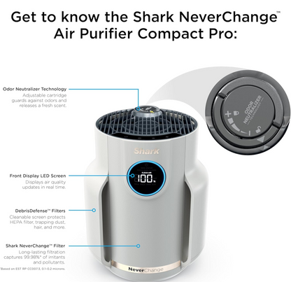 Shark NeverChange Lugreiniger Compact Pro, Langdurige HEPA-oortreffende Filtrering - DUIF