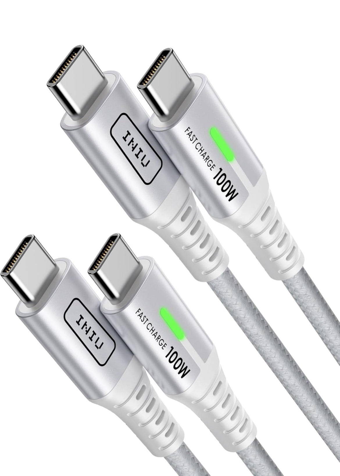 INIU USBC to USBC Cable, [6.6ft, White] 2-Pack USB C to C Fast Charging Cable for iPhone 16 15 Galaxy S23 S21 A71, MacBook, iPad, and More