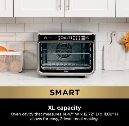 Ninja DT251 Foodi 10-in-1 Smart XL Air Fry Oven, Bak, Braai, Roosterbrood, Braai, Digitale Broodrooster Ware Omliggende Konveksie tot 232°C-Silwer