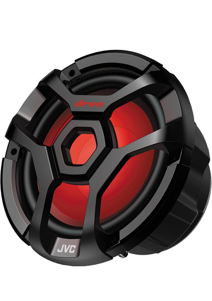 JVC CW-DR1040ML 10-duim RGB-beligting Buite Mariene/Motor Oudio-subwoofer - 1,300 Watt Enkel Swart Waterdigte Bass-hardluidspreker vir Mariene Stereo-klankstelsel