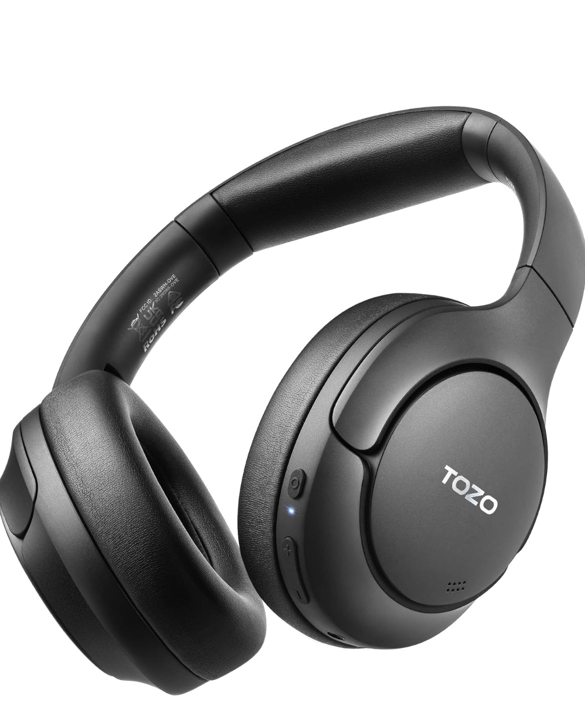 Hybrid Active Noise Cancelling Wireless Over Ear Bluetooth Headset, 60H Playtime, Hi-Res Audio Custom EQ via App Deep Bass - Black