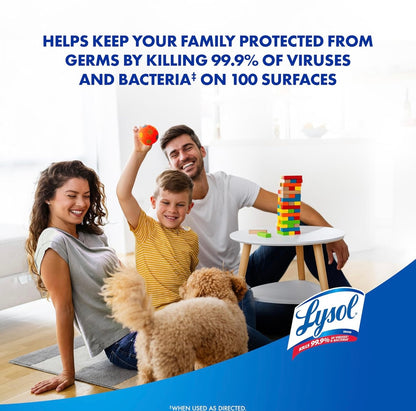 Lysol Ontsmettingssproei, Saniterende en Antibakteriese Sproei, Vir Ontsmetting en Ontgeuring, Vroeë Oggendbries, 1 Tel, 370 ml elk, Verpakking mag verskil