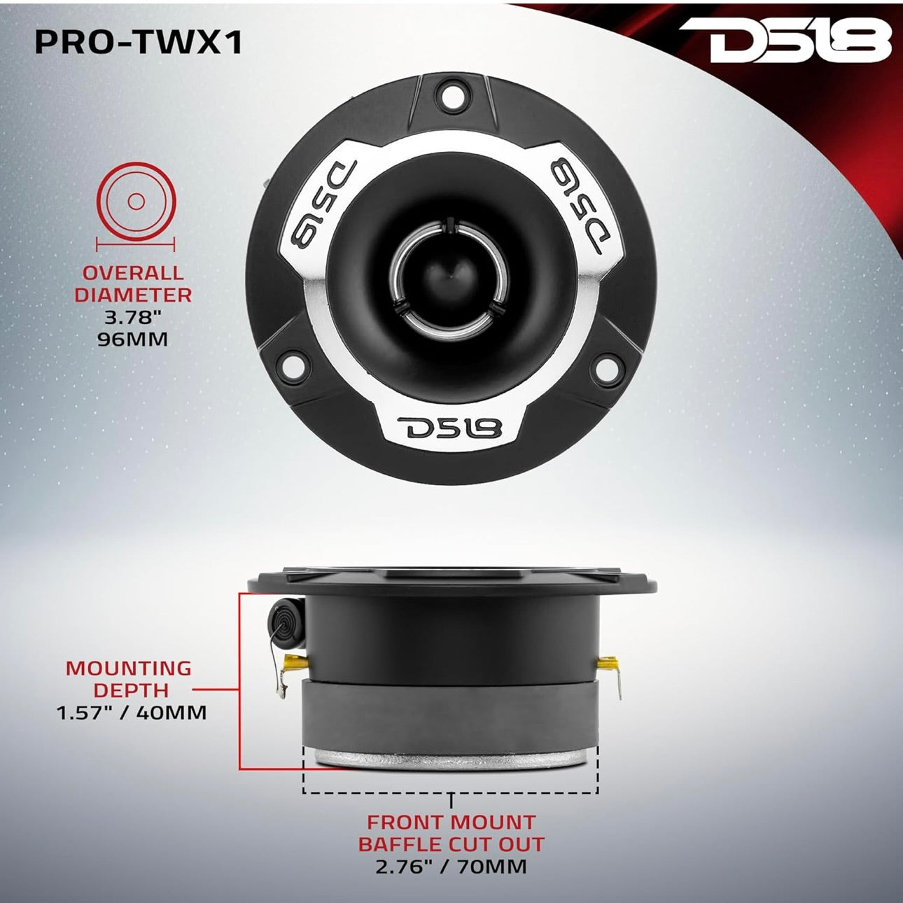 DS18 PRO-TWX1 Super Tweeter 1" Built in Crossover - PRO Tweeters - Pair