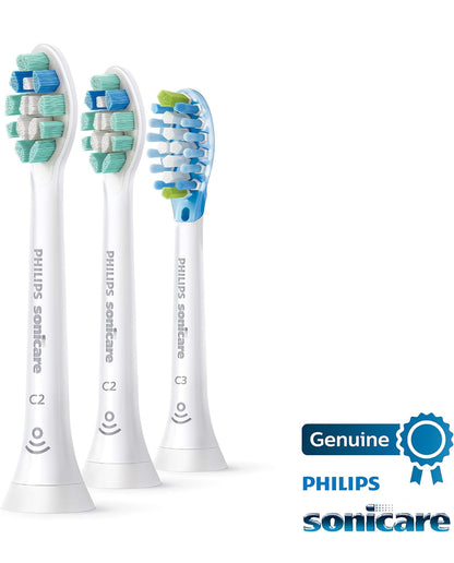 Philips Sonicare Oorspronklike Tandeborselkop Verskeidenheidspak, C3 Premium Plaque Control en C2 Optimal Control, 3 Borselkoppe, Wit, HX9023/69
