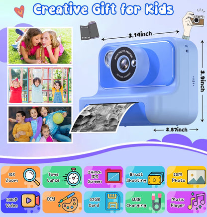 Kinders kitsdruk 1080P HD Video Digitale Kamera met 32G Kaart - (Blou)