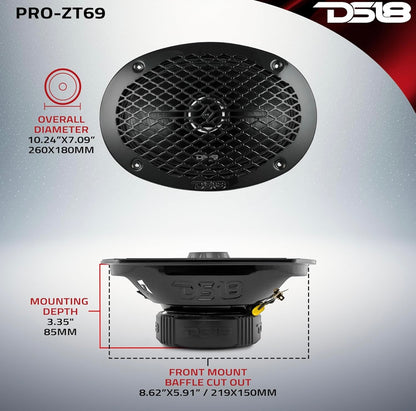 DS18 PRO-ZT69 6x9 Duim Professionele Oudio Koaksiale Middelreeksluidsprekers met Ingeboude Koeëldiskant, 4-Ohm