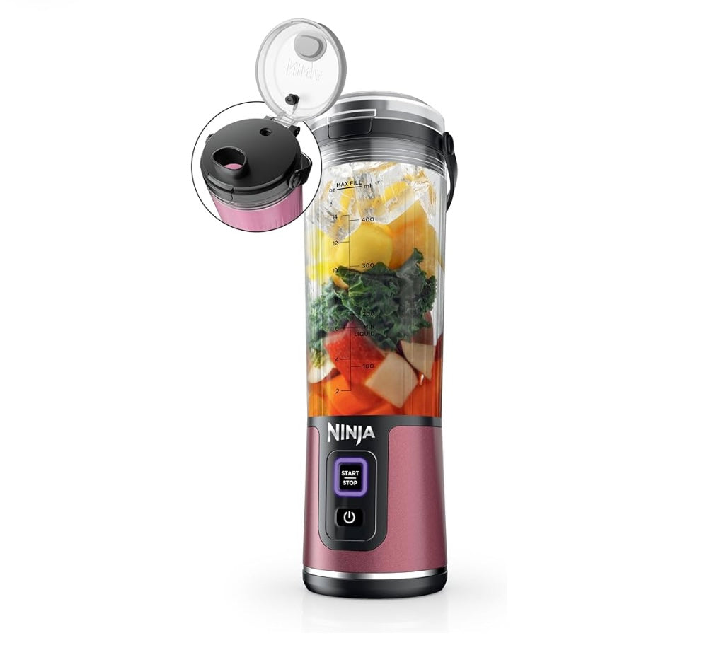 Ninja Blast Portable Blender, Cordless, 18oz. Vessel, Personal Blender BPA Free, Leakproof-Lid and Sip Spout, USB-C Rechargeable, Dishwasher Safe - Metallic Cherry - BC151RD