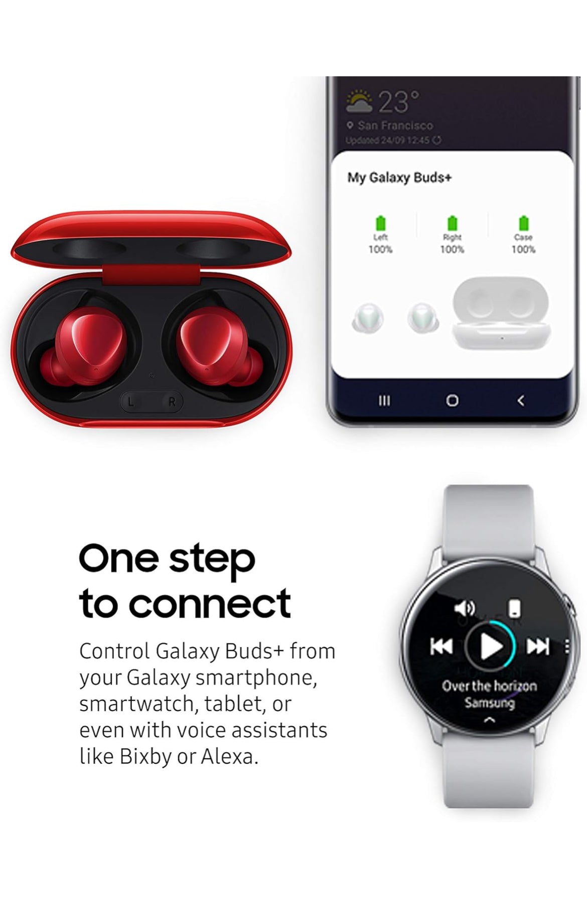 Samsung Galaxy Buds Plus, True Wireless Earbuds (Wireless Charging Case Included), Red – US Version
