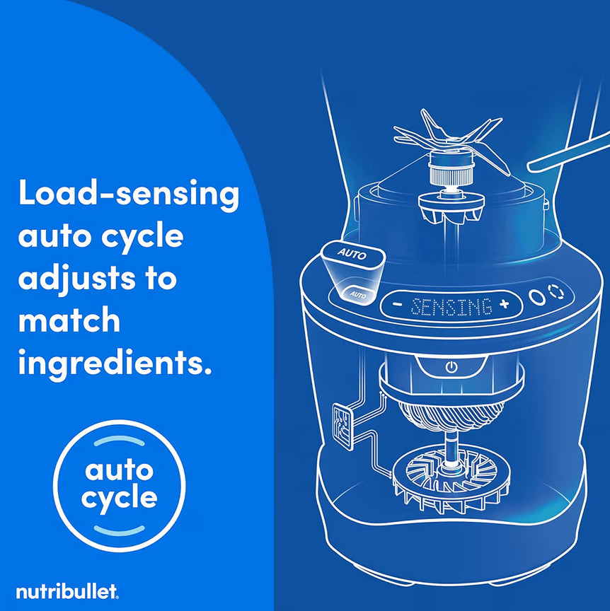 Nutribullet SmartSense Blenderkombinasie, 1400W, 64oz-beker, 32oz- en 24oz-koppies, 5-spoed - Grys
