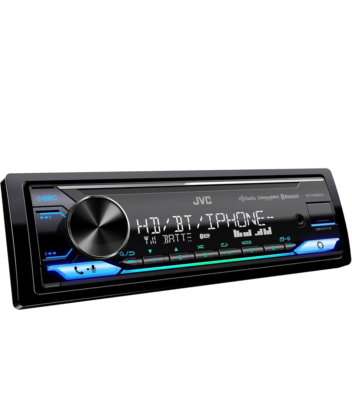 JVC KD-X480BHS Multimedia Motor Stereo, Enkel Din, Ingeboude Amazon Alexa, Bluetooth Oudio en Hands-free Oproepe, MP3, USB, AUX-in, AM/FM Radio Ontvanger, SiriusXM Gereed, HD Radio