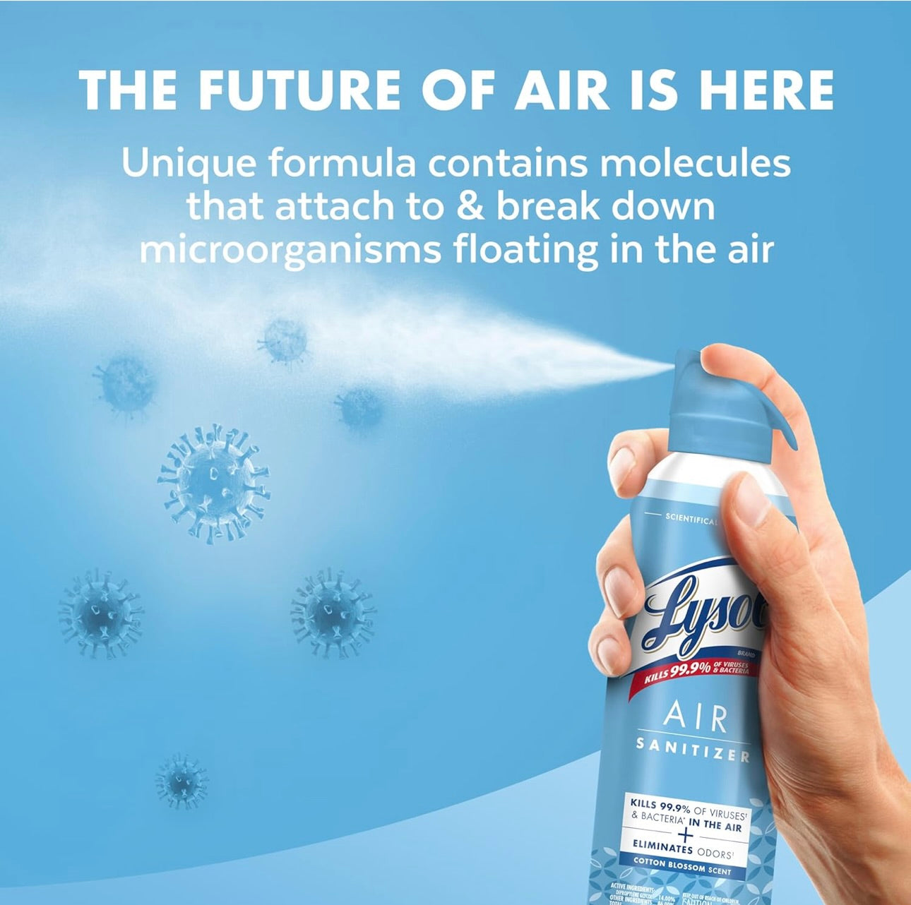 Lysol Lugontsmetting Spuitmiddel + Reukverwyderaar - Katoenbloeiselgeur, 10 oz (Pak van 3)
