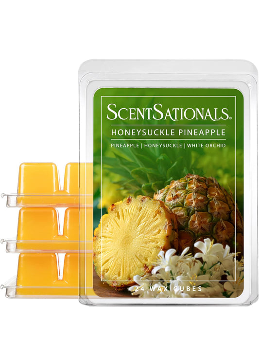 Scentsationals Wax Melts, Wax Cubes Strong Scent - Honeysuckle Pineapple - Long Lasting Scented Melts for Warmer - 10oz (PACK OF 4)