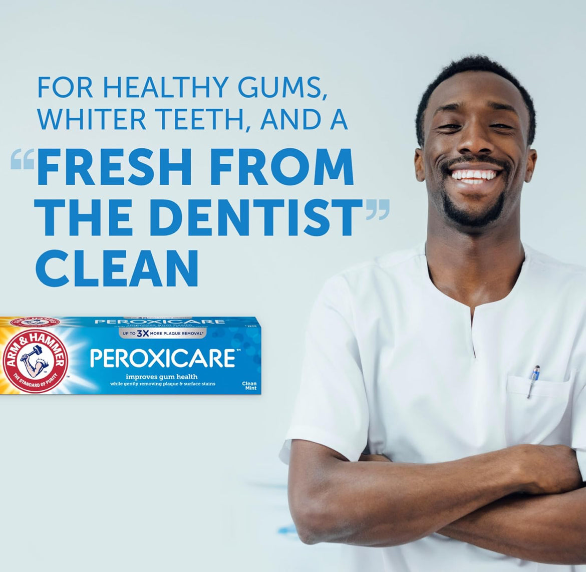 ARM & HAMMER Peroxicare Toothpaste for Gum Health, Baking Soda Toothpaste, Clean Mint 6.0 oz (Pack of 4)