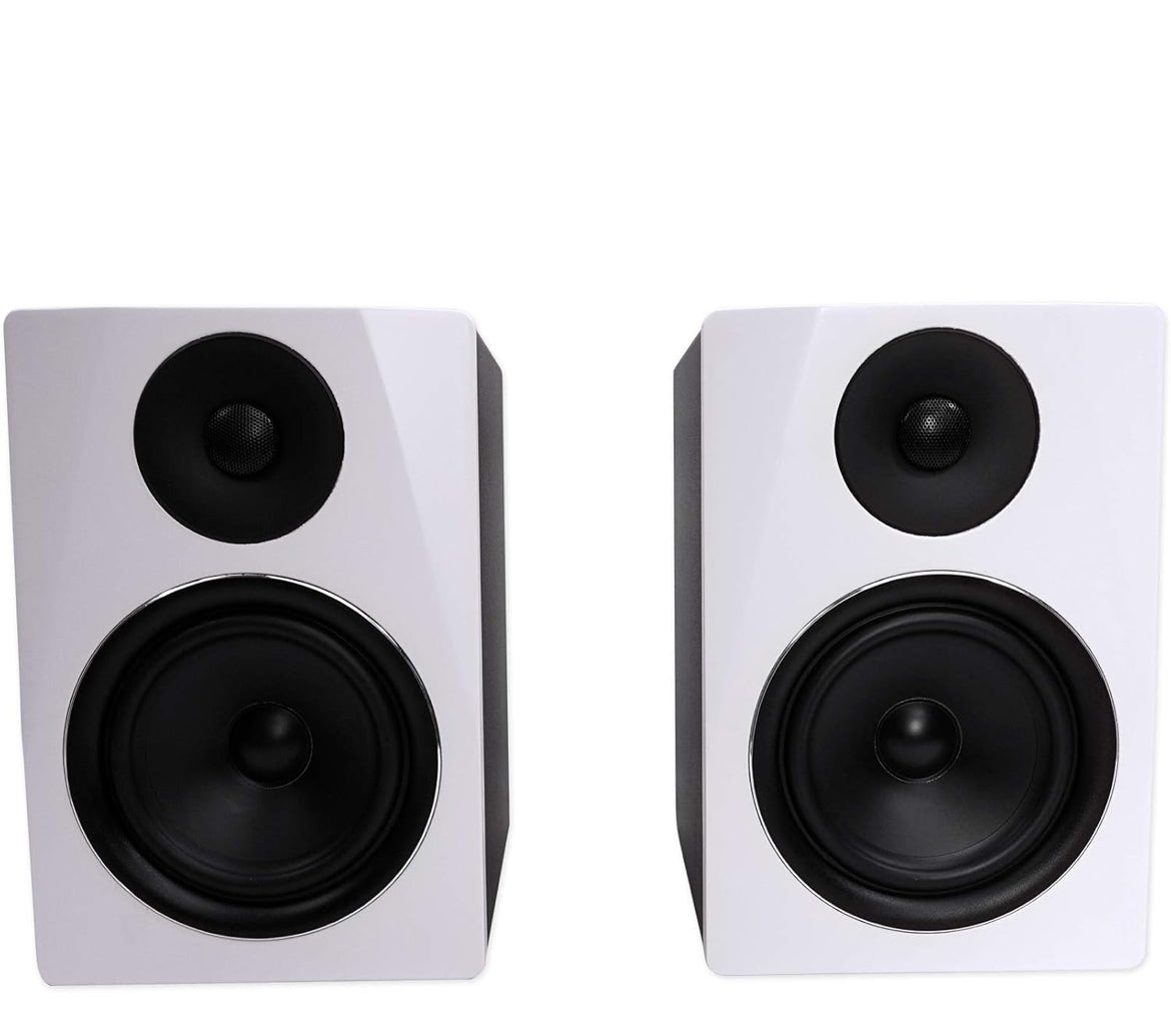 Rockville APM6W Powered USB Studio Monitor Speaker Pair in White, 6.5", 2-Way, 350W, EQ, MDF Wood, RCA/XLR