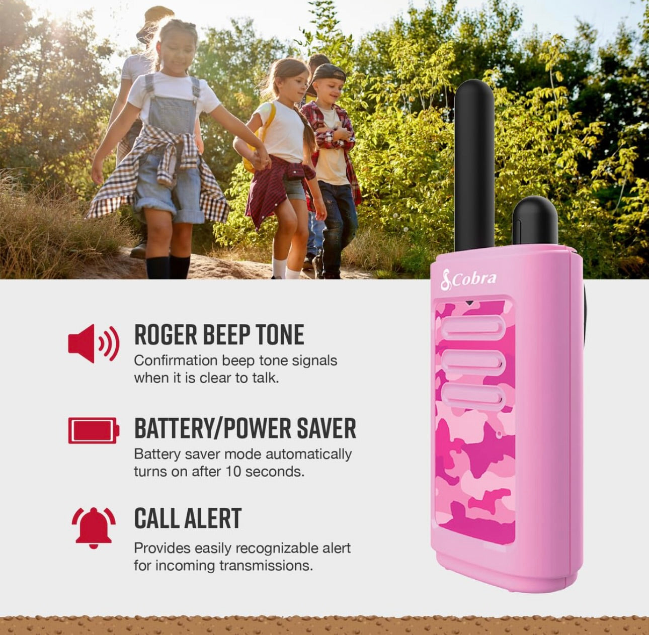 Cobra HE150 Kindervriendelike Walkie Talkies 6-Pak - 16-Myl Reikafstand, 2 Kanale Tweerigtingsradiostel, Blou, Groen en Pienk (2 van elk)