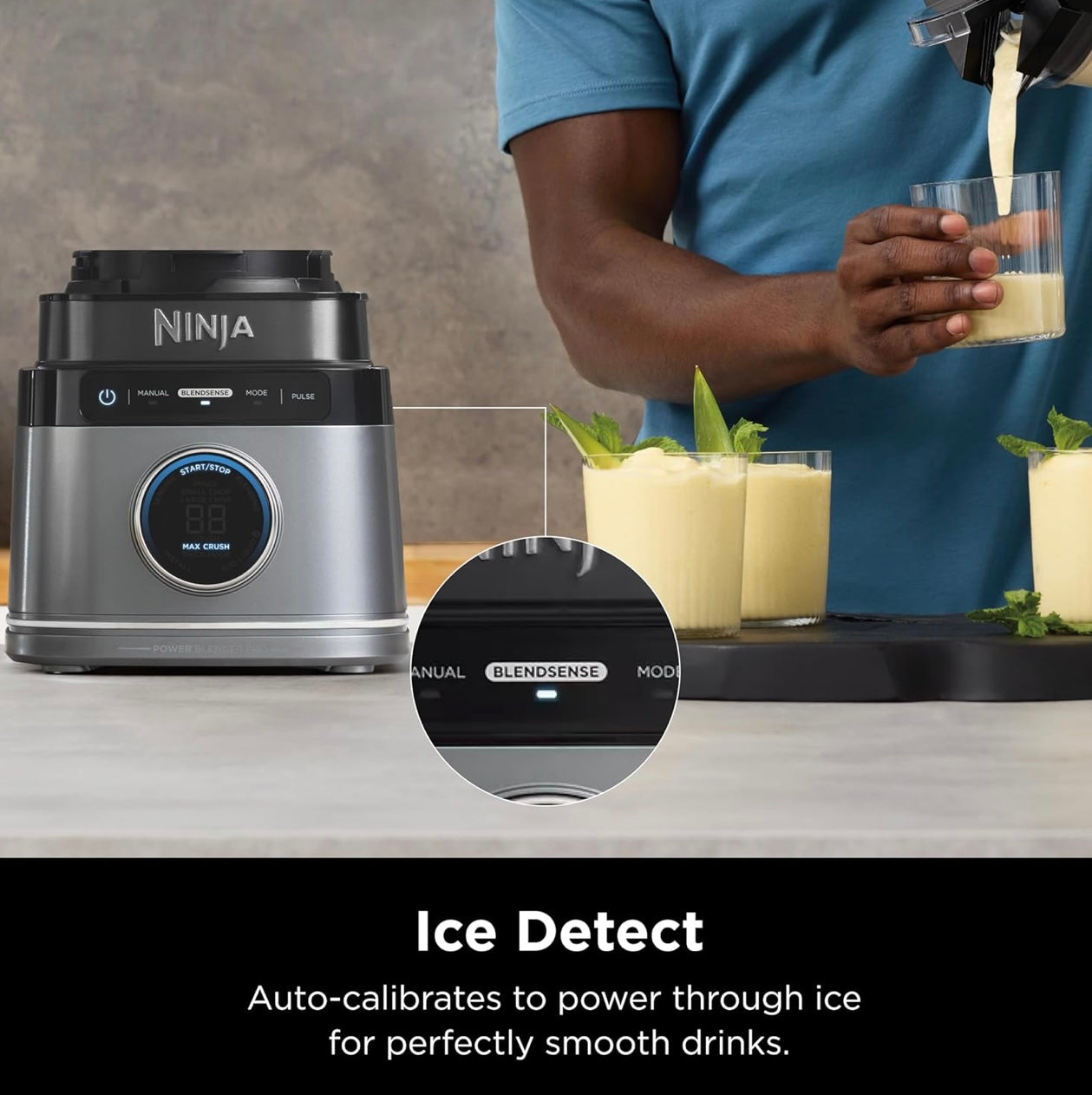 Ninja TB201 Detect Power Blender Pro, BlendSense Technology, For Smoothies, Shakes & More, 1800 Peak Watts, 72 oz. Pitcher, Blender - Black