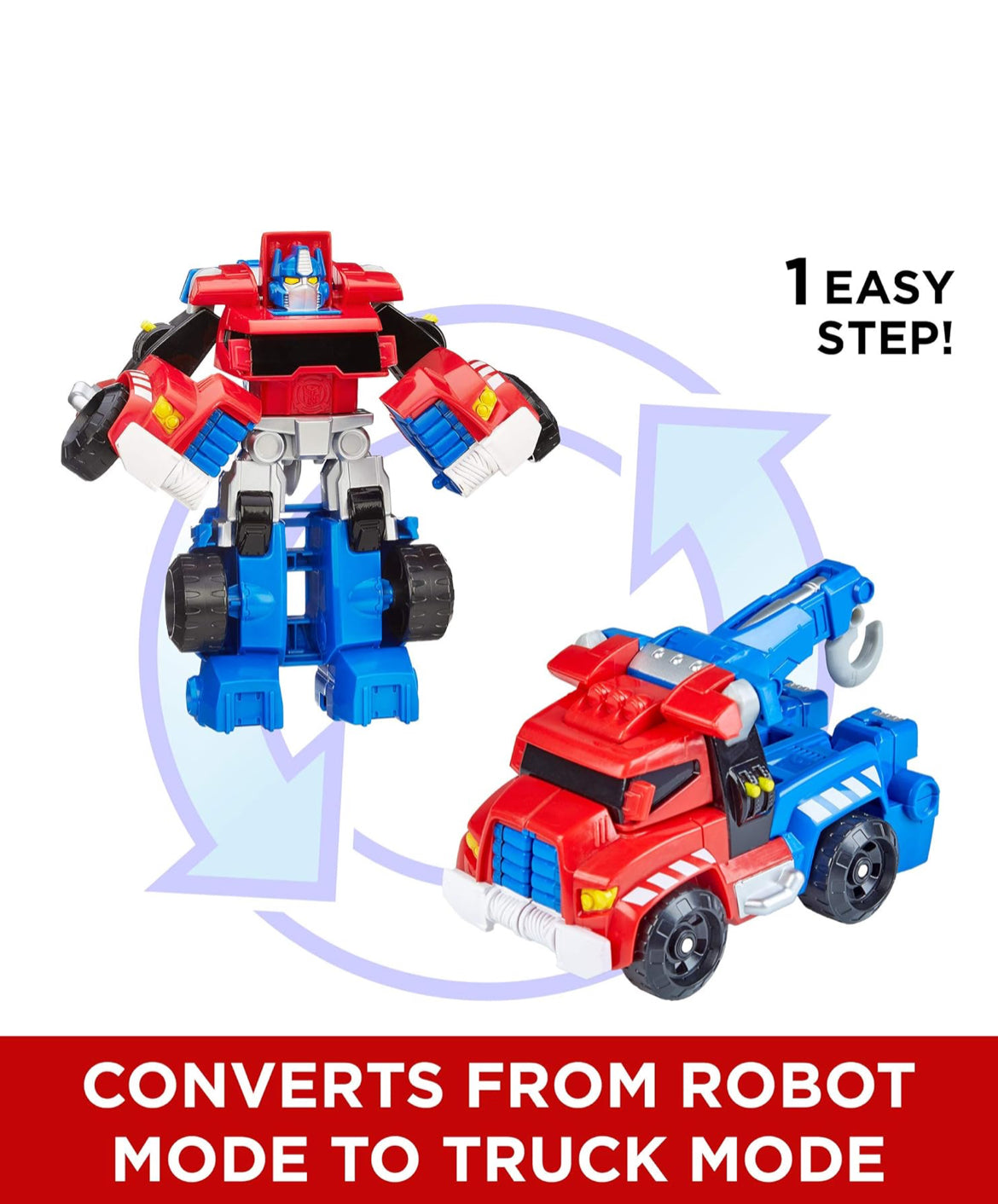 Transformers Playskool Heroes Rescue Bots Optimus Prime, 4.5-Inch Action Figure, Kids Converting Robot Toy, Ages 3+