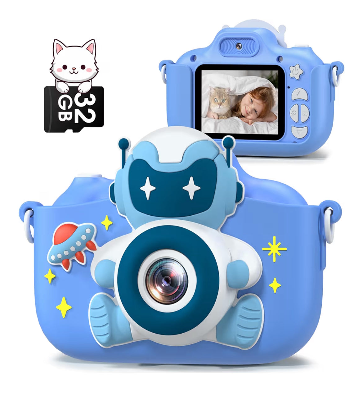 Kids Selfie Camera 20 MP HD 1080P IPS Screen Dual Digital Toy w/ 32Gb Card - (Blue)