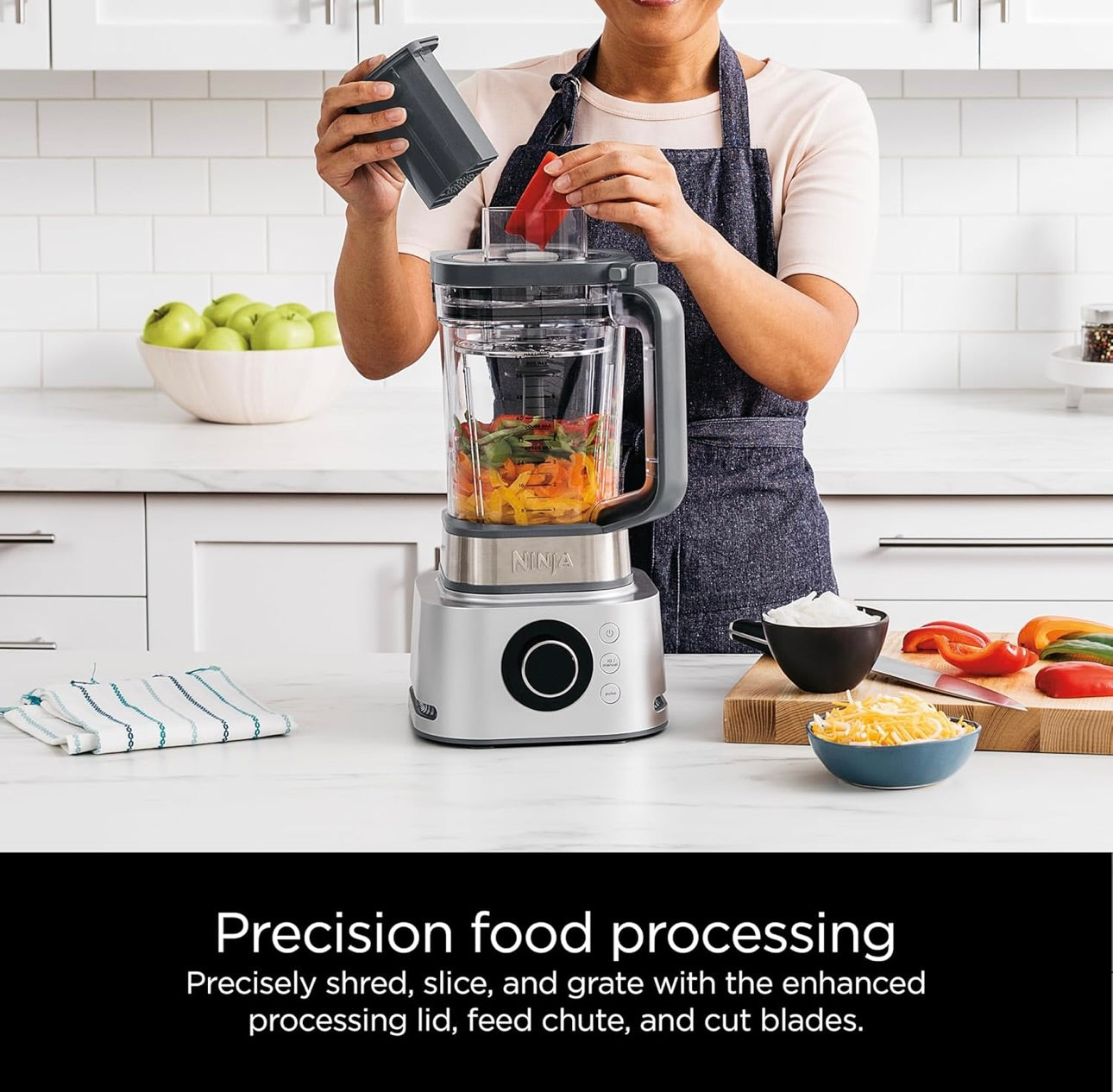 Ninja Blender and Food Processor Combo, Foodi Power Blenders For Kitchen and Personal Size 72-oz. Glass Pitcher & To-Go Cups -Silver SS401
