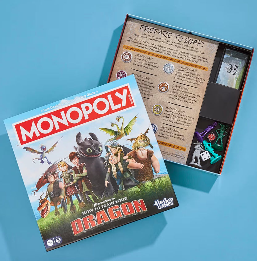Monopoly DreamWorks How to Train Your Dragon Edition Board Game, 2 to 4 Players, Fun Family Games