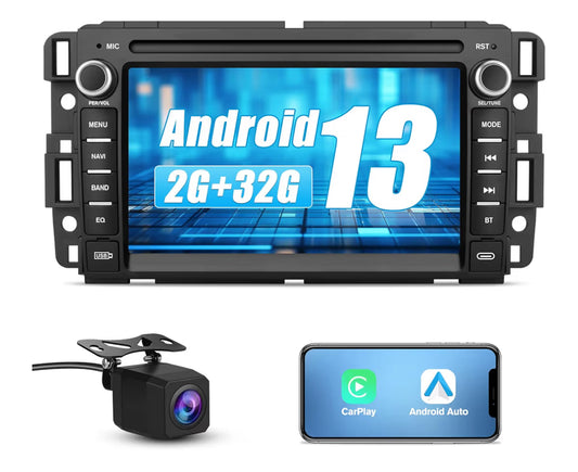 Car Stereo Android GPS Navigation Head Unit w/ CarPlay Android Auto Multimedia -Backup Camera for Chevrolet Silverado GMC Sierra Yukon 2007-2013