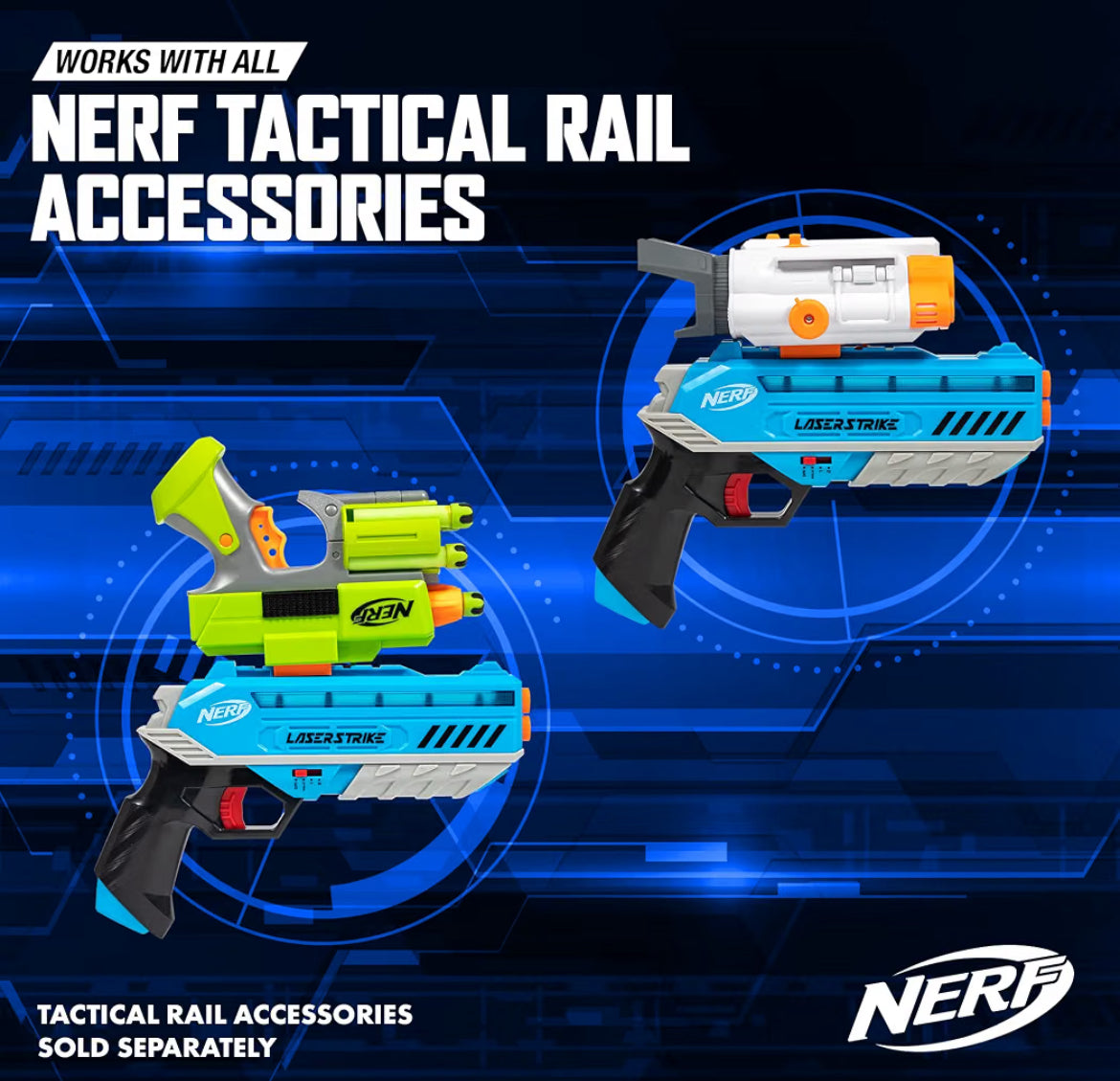 NERF Laser Strike 4 Player Laser Tag Game Pack Complete with 4 300ft Range Blasters, 4 Target Vests & 4 Holsters - Indoor or Outdoor Play Arcade Games, Toys for Kids & Family