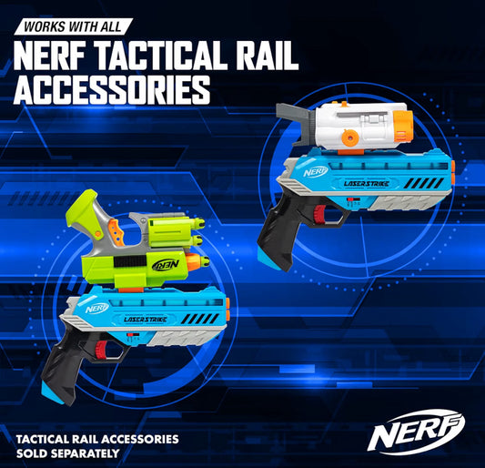 NERF Laser Strike 4 Player Laser Tag Game Pack Complete w/ 4 300ft Range Blasters, 4 Target Vests & 4 Holsters - Indoor or Outdoor Play Arcade Games