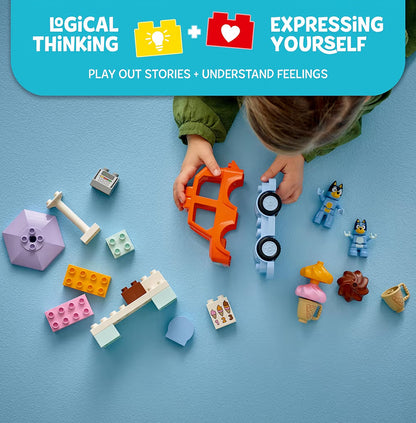LEGO DUPLO Bluey Roomysreis met Bluey - Kleuterspeelding vir Kinders, Seuns en Dogters Ouderdomme 2+ - Sluit Figuur en Roomysstalletjie in