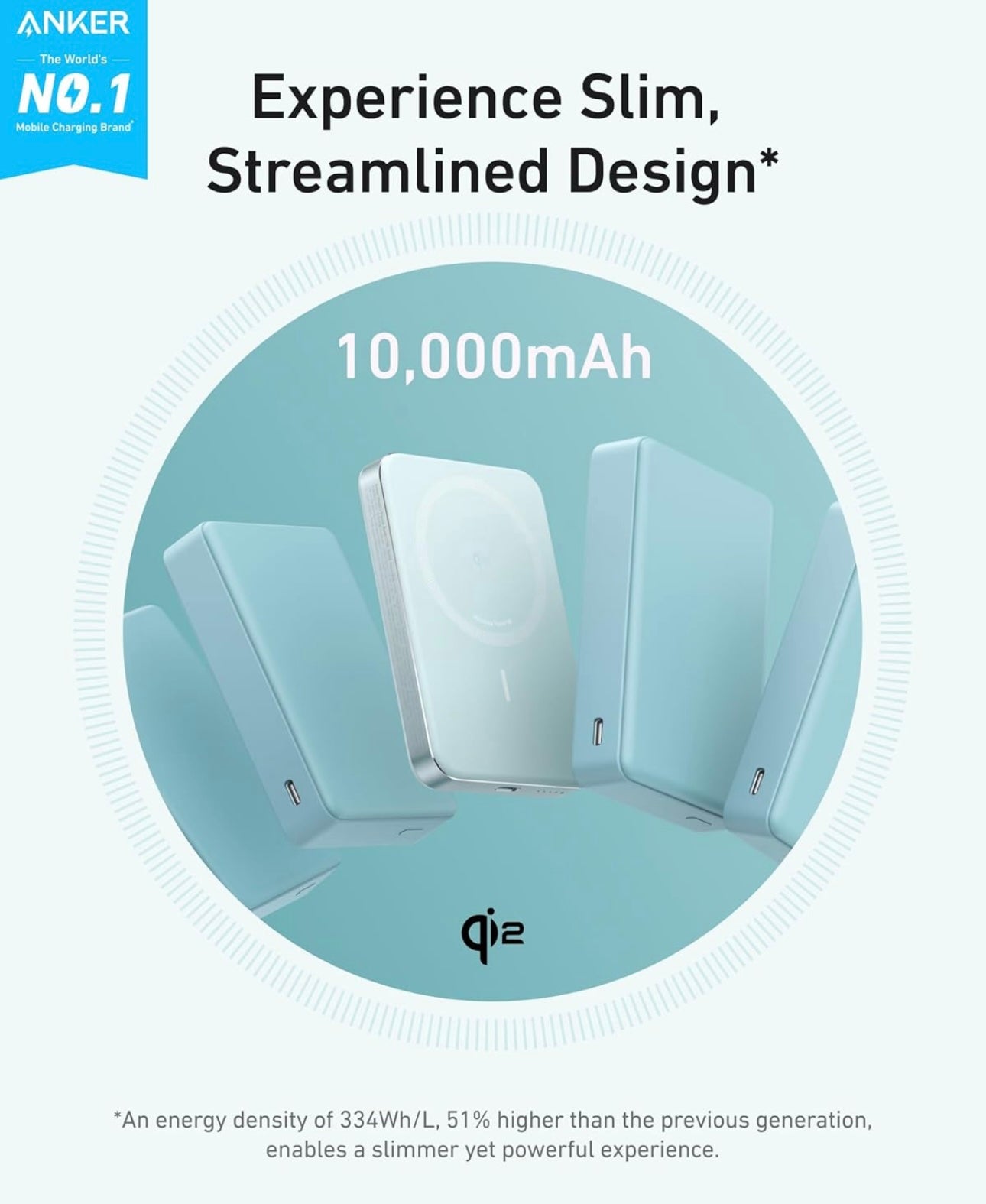 Anker MagGo Power Bank, Ultra Slim 10000mAh Magnetic Battery Pack, Qi2 Certified - NEW