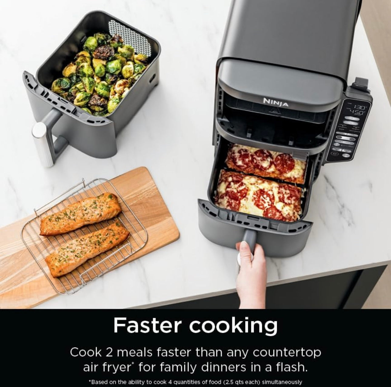 Ninja DoubleStack XL Smart 2-Basket Air Fryer, Smart Cook System, DoubleStack Technology Cook 10 QT, 6-in-1, Smart Finish & Match Cook, Air Fry, Broil, Bake (SL451)