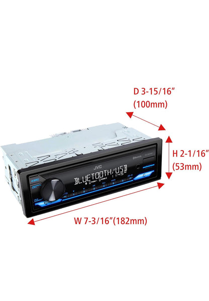 JVC KD-SX27BT Kar Stereo met Bluetooth, 100W Digitale Media Ontvanger, 1.5A USB om Toestelle te Laai, Enkel DIN Hoofeenheid, AM/FM, Aux-in, JVC Afstandsbeheer App