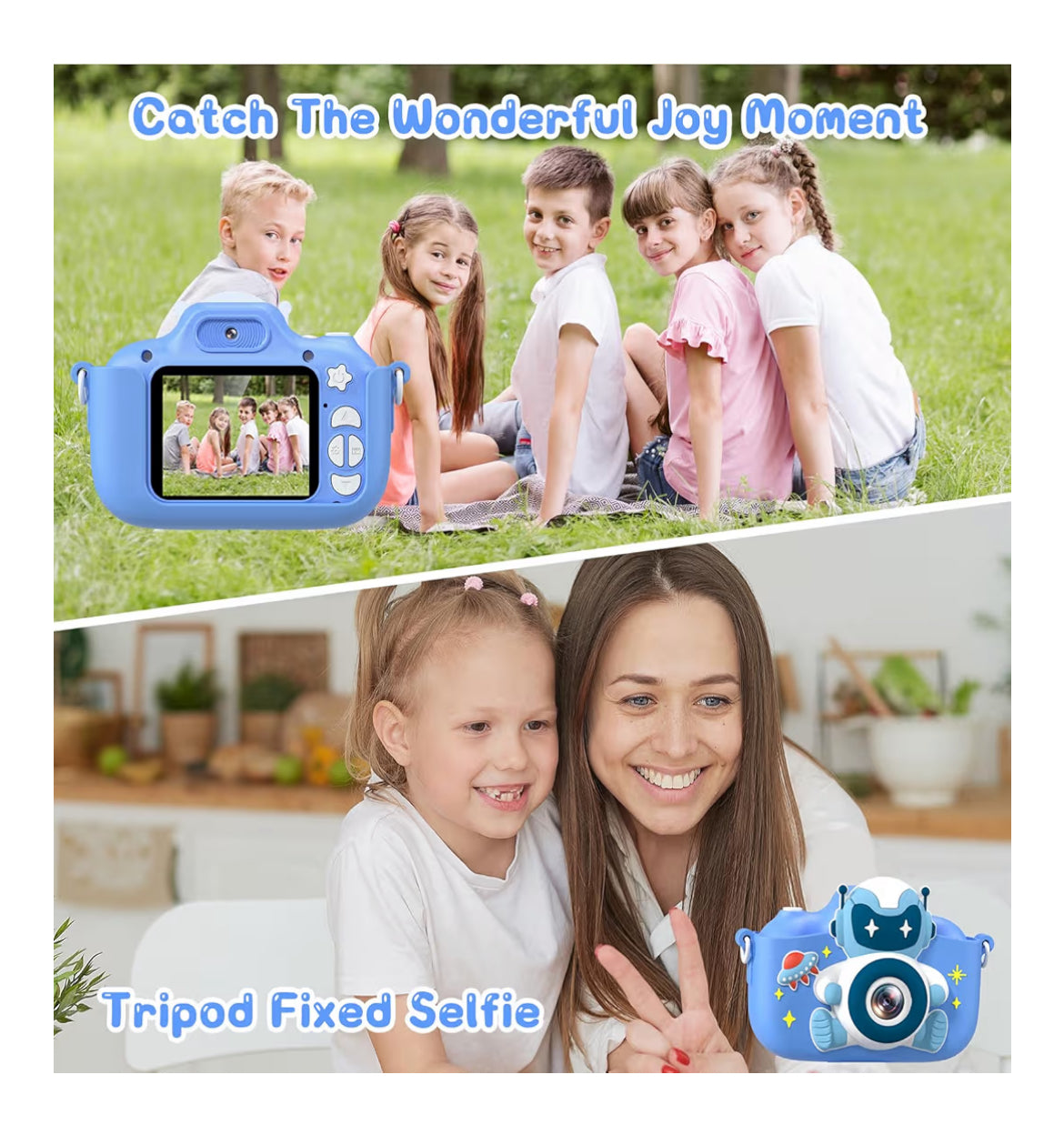 Kids Selfie Camera 20 MP HD 1080P IPS Screen Dual Digital Toy w/ 32Gb Card - (Blue)
