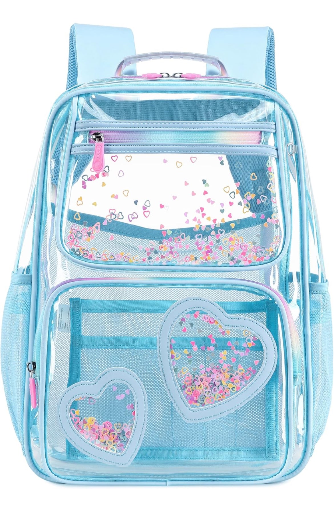Clear Backpack for Girls Women Transparent Kids Elementary College School Bag Travel Laptop Backpacks Large Bookbags (Blue)