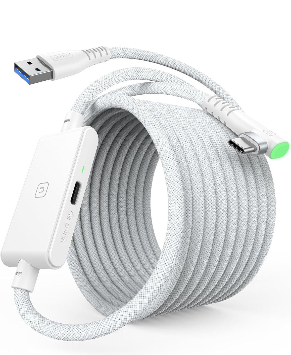 INIU 16ft Premium VR Link Cable with Charging, USB 3.0 Compatible with Meta Quest 3s, Oculus Quest 3/2/Pro, Pico 4, PC VR & Steam VR - Perfect White VR Accessory, Ideal Gift Choice