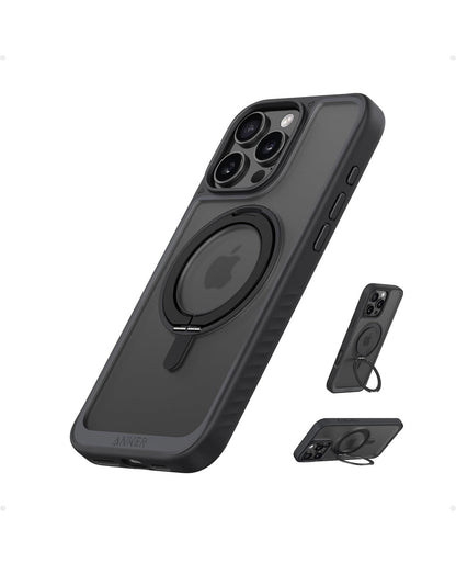 Anker Ultra Magnetic vir iPhone 16 Pro Max-houer met Stewige 360°-ringstaander - MagSafe (Swart)