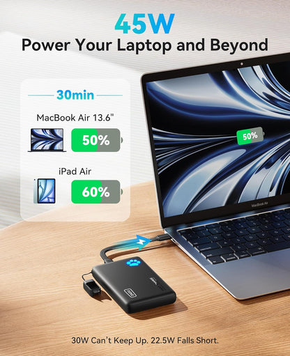 INIU Draagbare Laaier, Ligste 10000mAh 45W PD Kragbank, USB C in&uit Vinniglaai Battery Pak, Eksterne Foon Kragbank Versoenbaar met iPhone 16 15 14 13 Samsung S22 S21 Google iPad ens