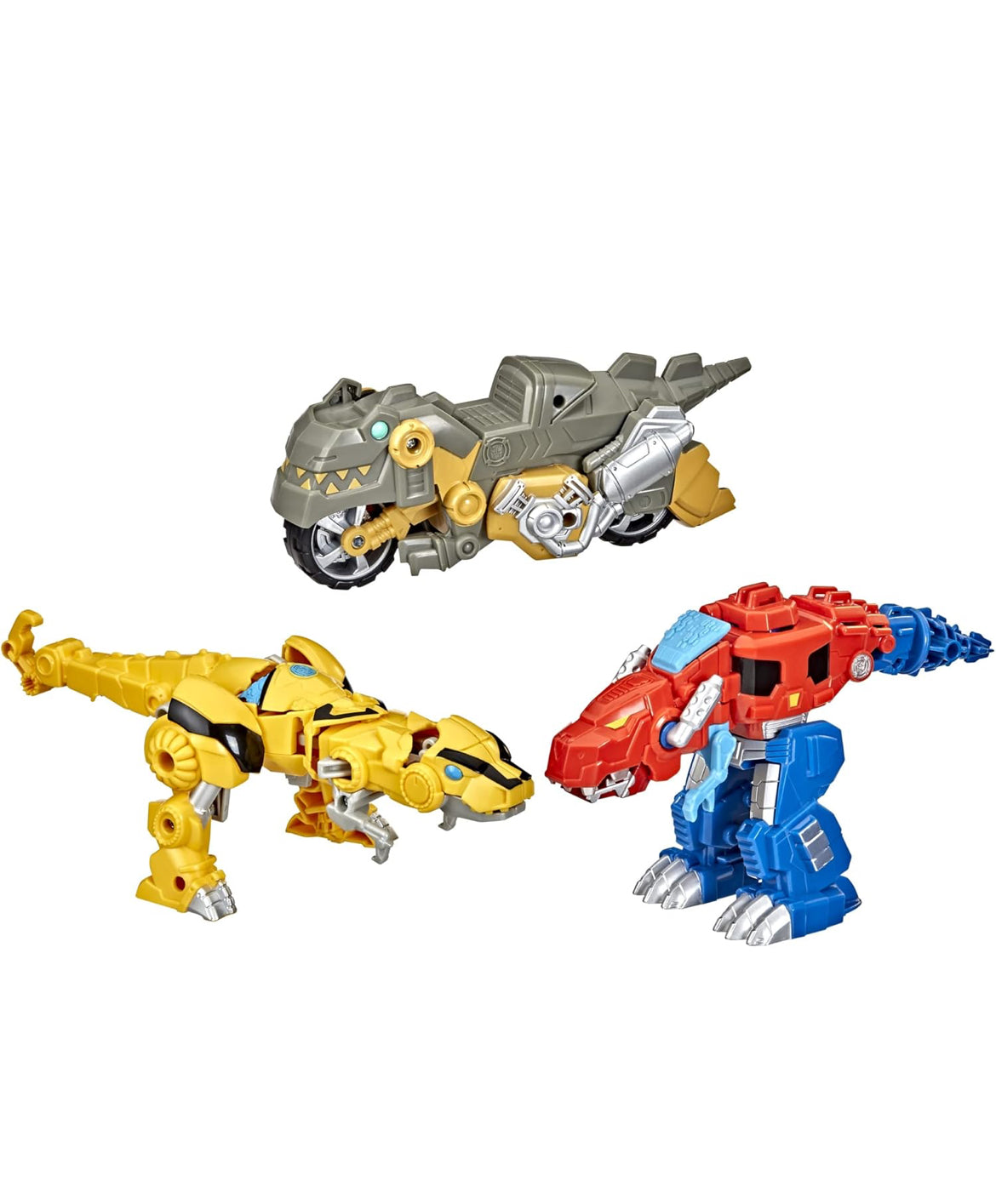 Transformers Playskool Primal Team-Up 3-Pack with Optimus Prime,Bumblebee, and Grimlock Converting Dinosaur Figures, 4.5-Inch Toys, Ages 3 and Up