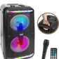 Portable Bluetooth Speaker & Karaoke Speaker System with Wired Mic, Built-in LED Party Lights, MP3/USB, FM Radio (6.5’’ Subwoofers, 500 Watt MAX)