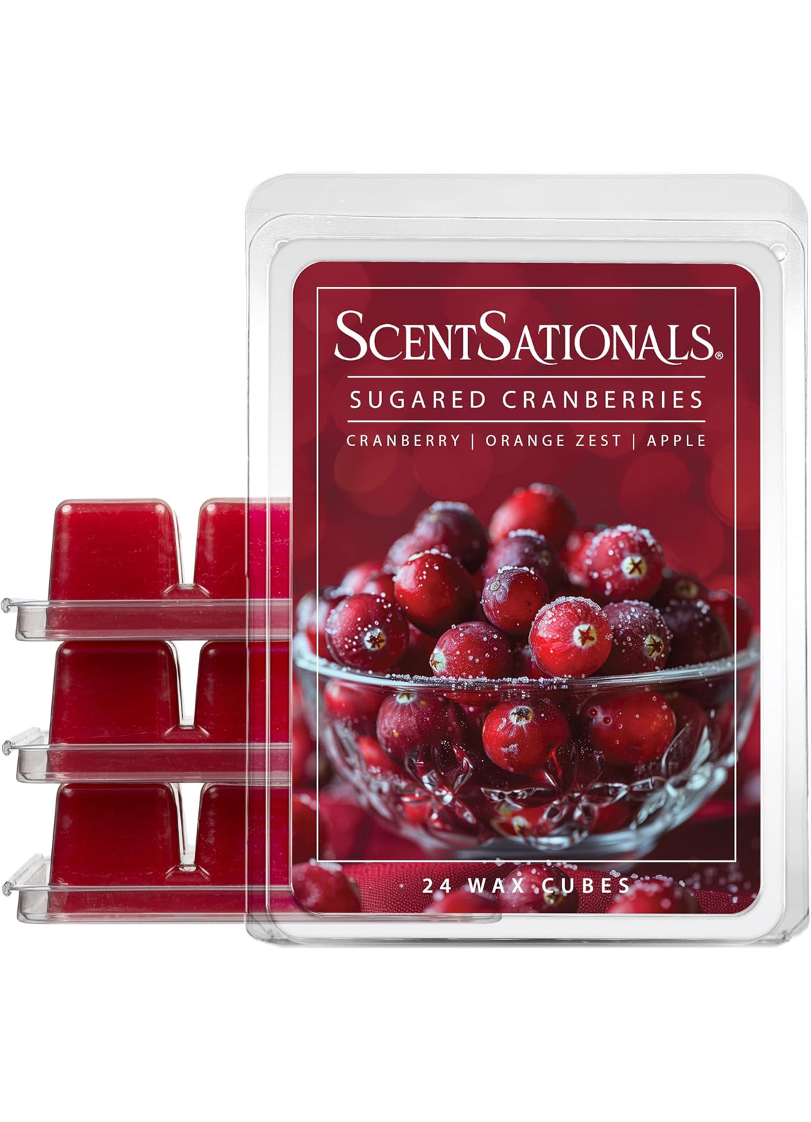 Scentsationals Wax Melts Strong Scent - Sugared Cranberries - Long Lasting Scented Melts for Warmers - 10oz (PACK OF 4)