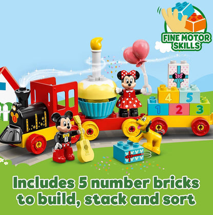 LEGO DUPLO Disney Mickey & Minnie Muis Verjaardagstrein Speelding – Boublokke vir Kleuters, Ouderdom 2+