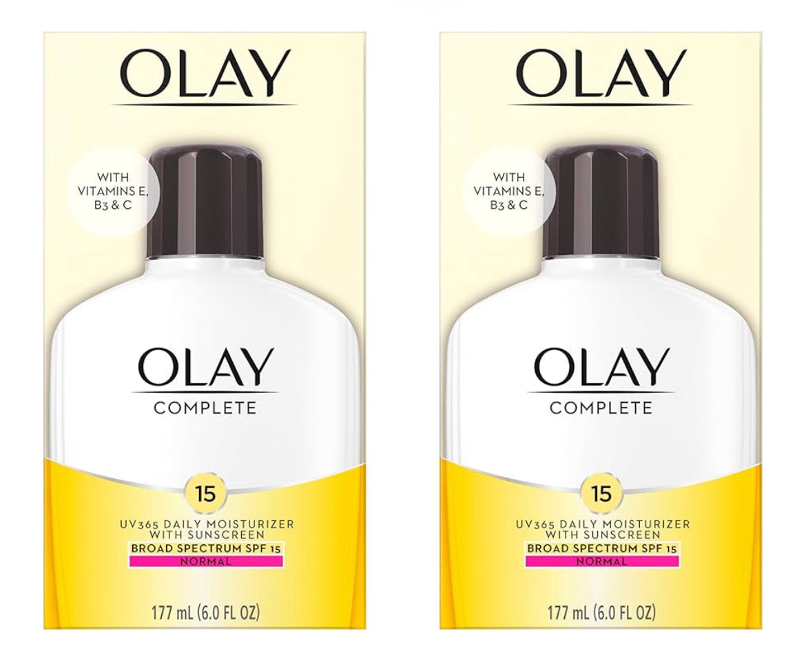 Olay Gesigbevogtiger, Volledig met Sonskerm SPF 15, Daaglikse Gesigsbeskerming teen die Son - Vitamien C, E, en Niasinamied - 6 Oz (2 Pak)