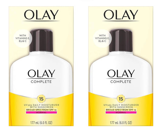 Olay Gesigbevogtiger, Volledig met Sonskerm SPF 15, Daaglikse Gesigsbeskerming teen die Son - Vitamien C, E, en Niasinamied - 6 Oz (2 Pak)