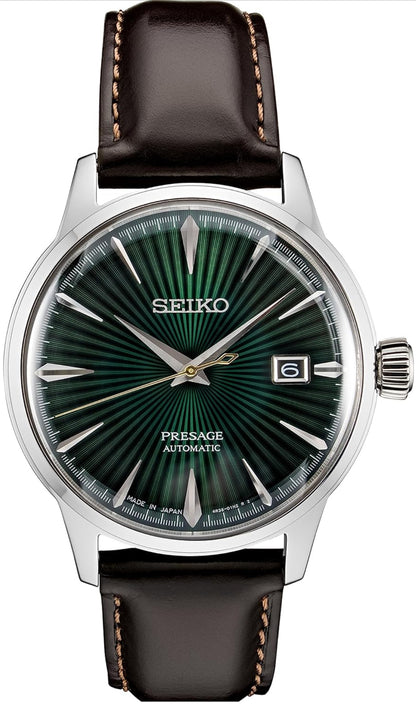 SEIKO Outomatiese Horlosie vir Mans - Presage Cocktail Time - Patroon met Goue Syfers en Datumkalender, 50m Waterbestand