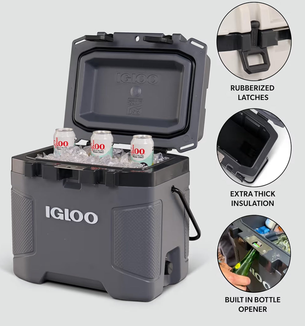 Igloo Trailmate Cooler 50Qt Durable Insulated Hard Shell Ice Chest - Carbonite