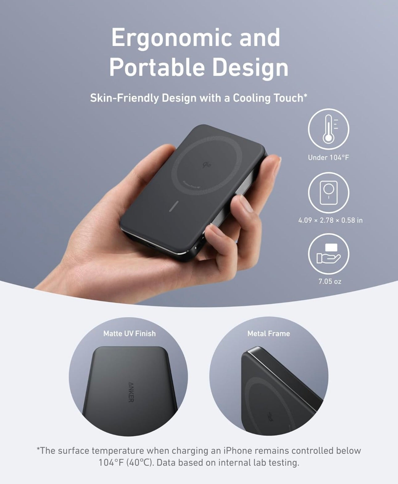 Anker MagGo Power Bank, Ultra Slim 10000mAh Magnetic Battery Pack, Qi2 Certified - BLACK
